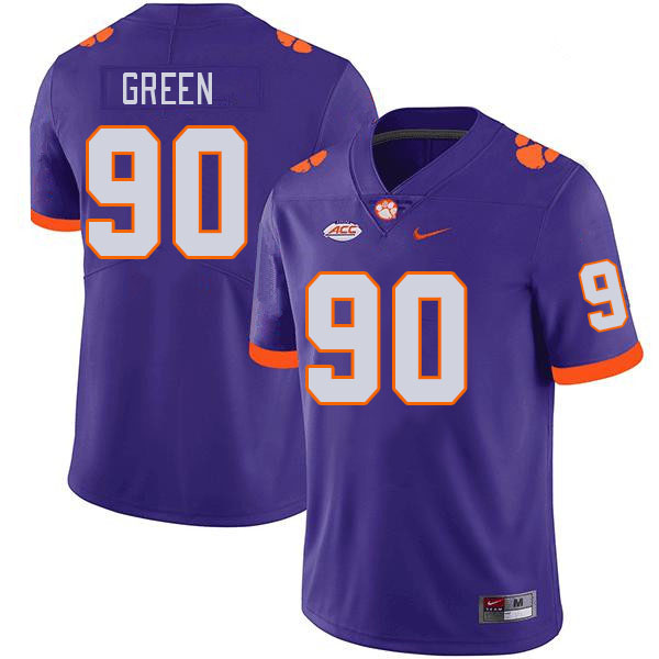 Men #90 Stephiylan Green Clemson Tigers College Football Jerseys Stitched-Purple - Click Image to Close